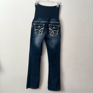 MATERNITY WallFlower Thick Stitch Stretch Tummy Panel Denim Dark Wash Jeans XS